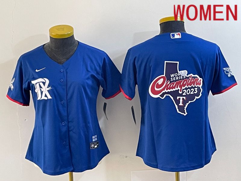 Women Texas Rangers Blank Blue Game Nike 2023 MLB Jersey style 2